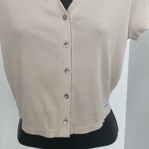 Calvin Klein Jeans V-neck Cotton Crop Top Size Small - Picture 2 of 8